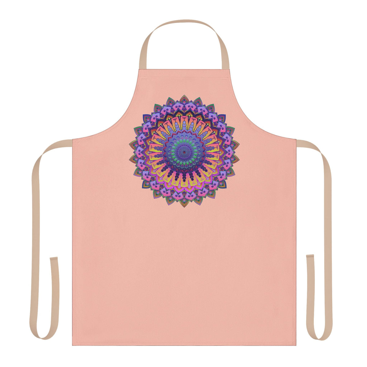 Peach Mandala Apron - Hand - Drawn Art All Over Prints - Blululi