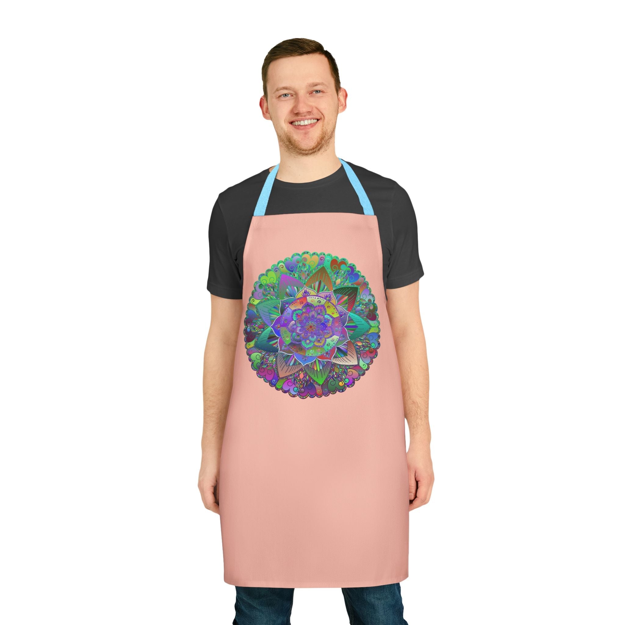 Peach Mandala Apron - Hand Drawn Art All Over Prints - Blululi