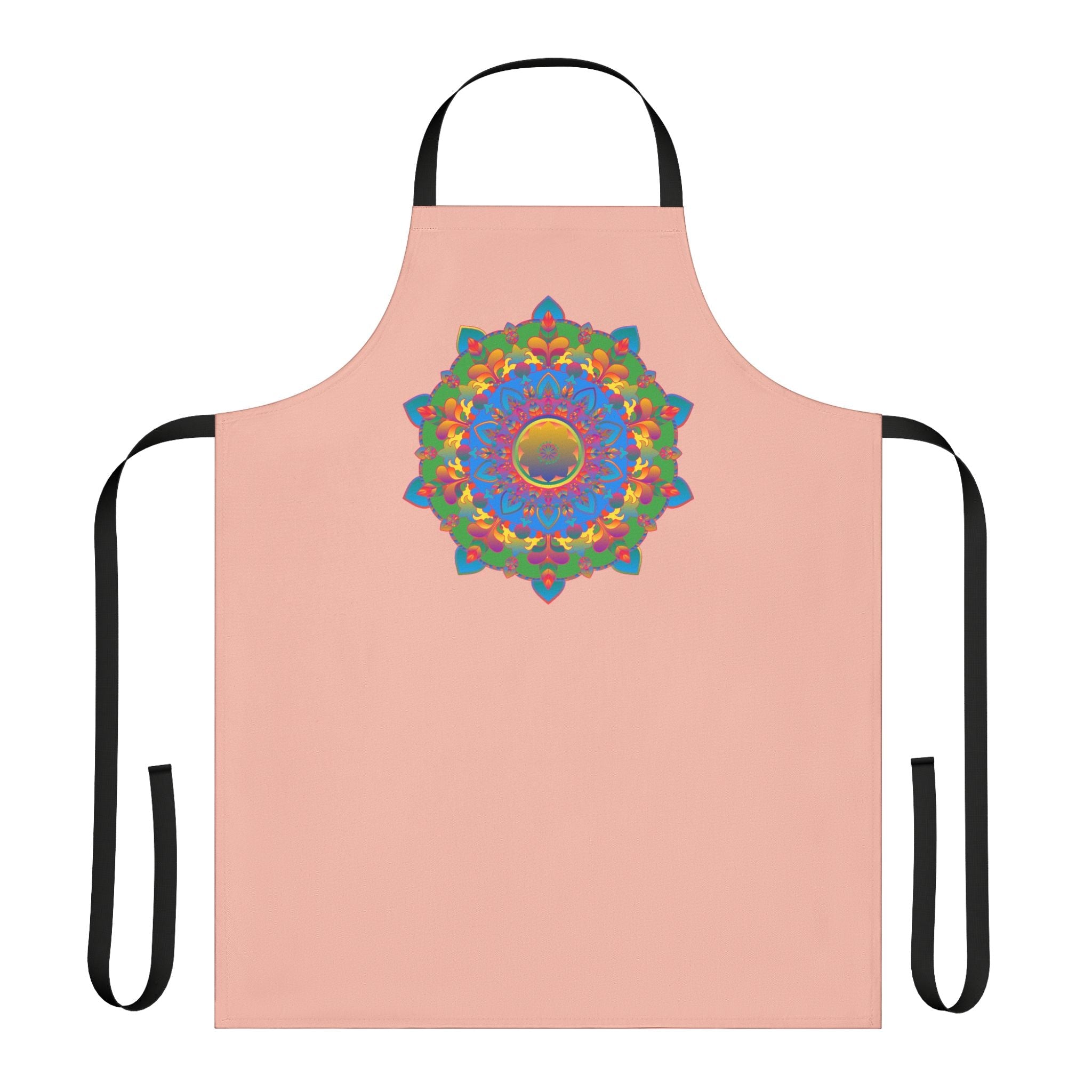 Peach Mandala Apron - Hand Drawn Art All Over Prints - Blululi