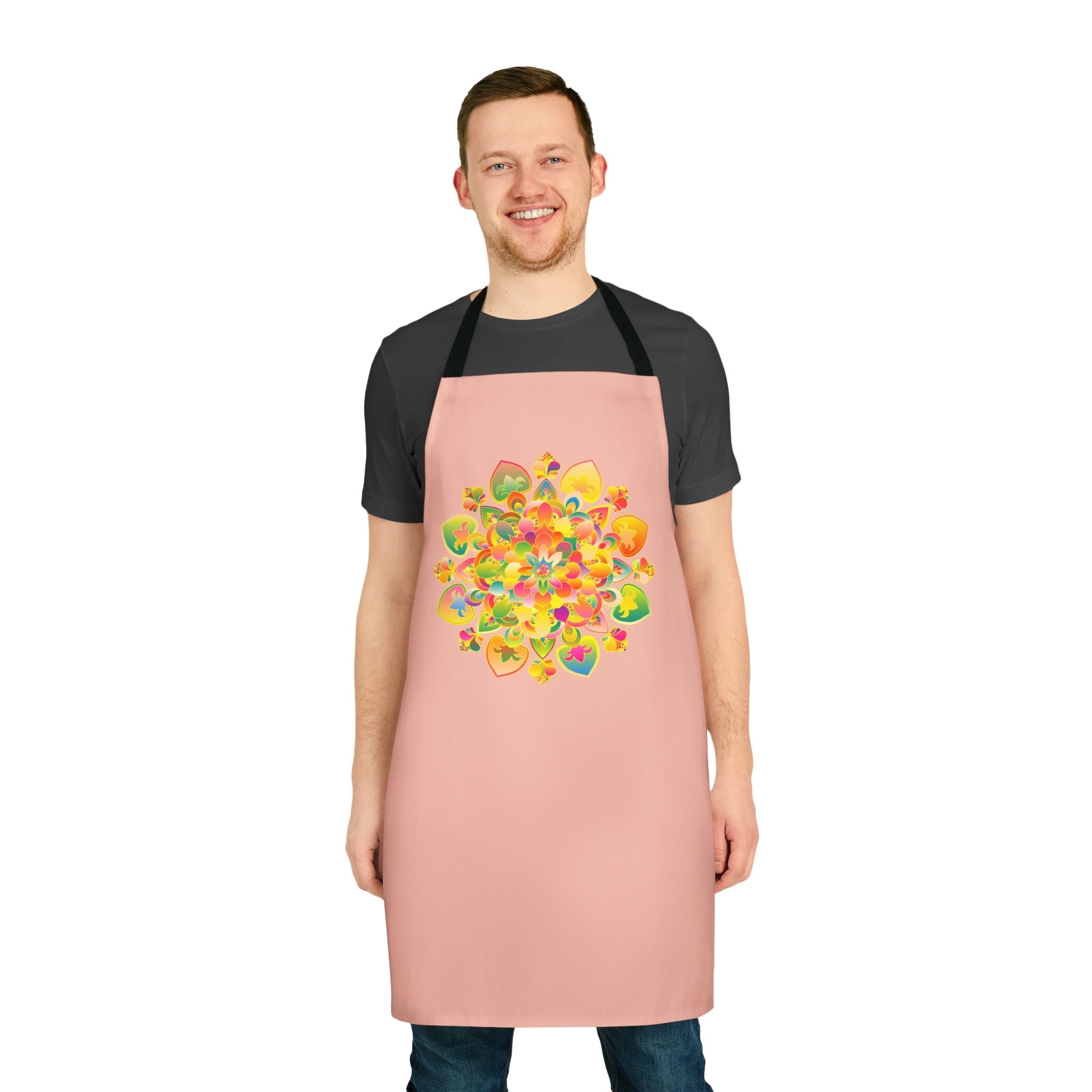 Peach Mandala Apron - Hand Drawn Art All Over Prints - Blululi