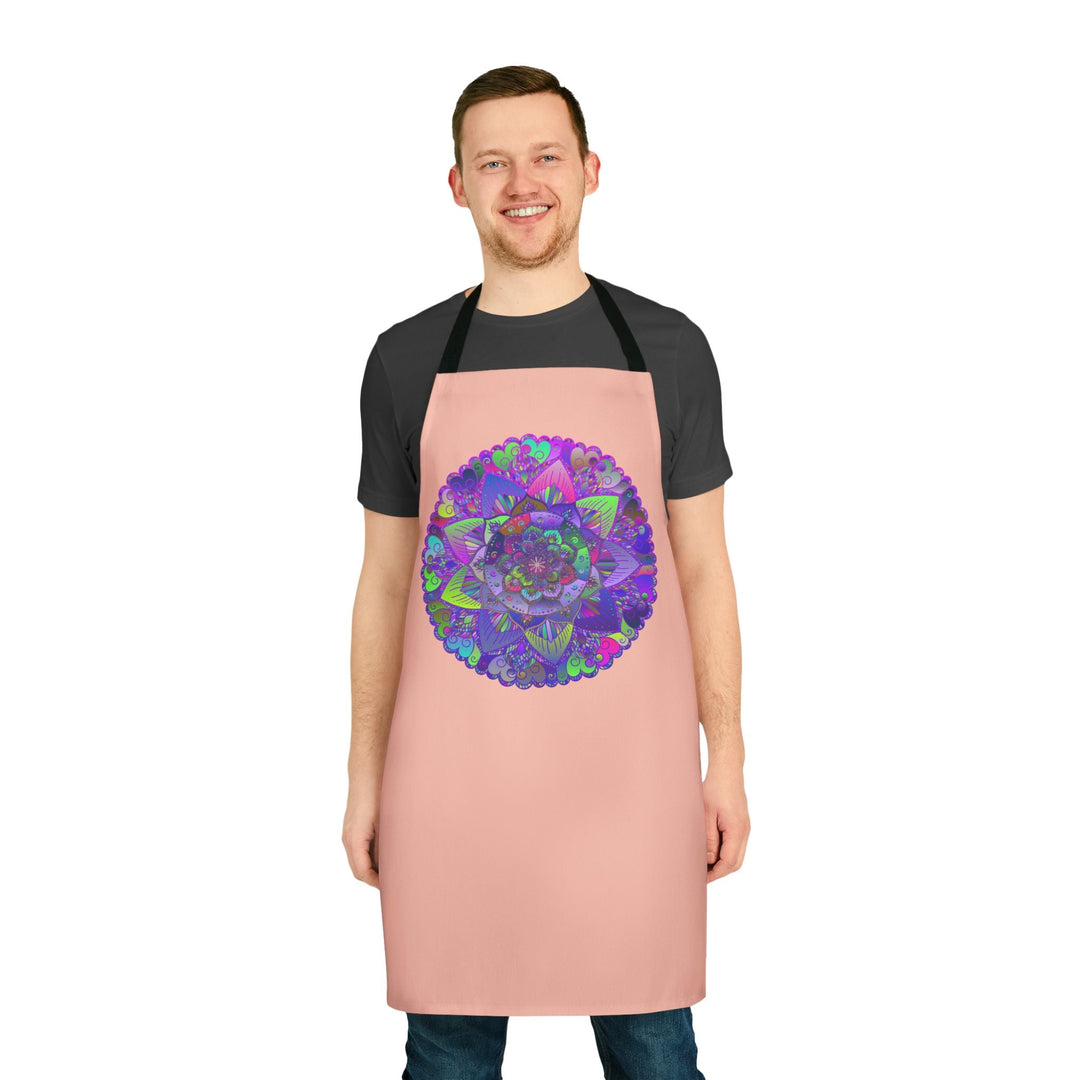 Peach Mandala Apron - Hand Drawn Art All Over Prints - Blululi