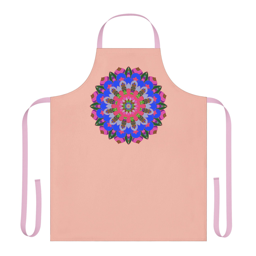 Peach Mandala Apron - Hand Drawn Art All Over Prints - Blululi