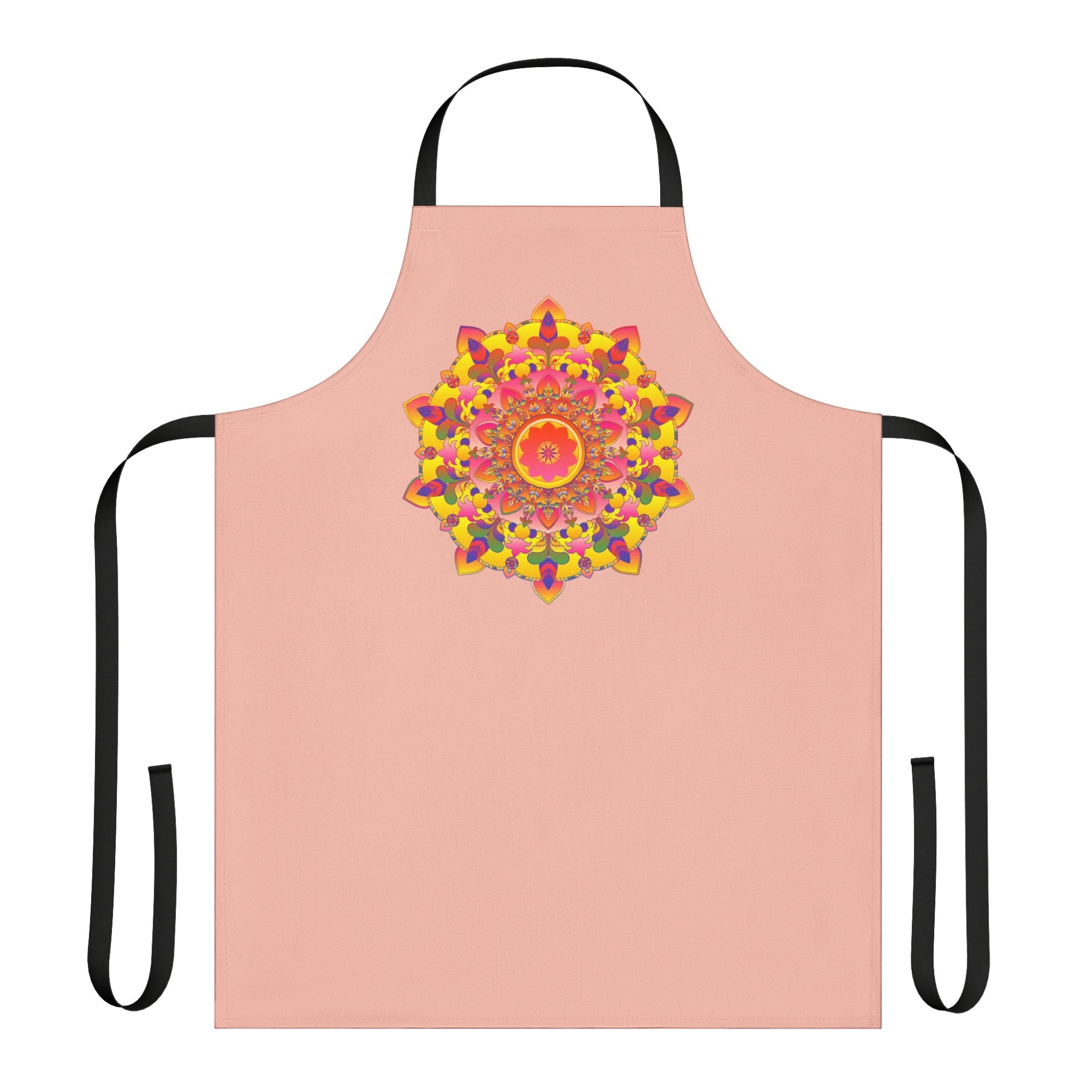 Peach Mandala Apron - Hand Drawn Art All Over Prints - Blululi