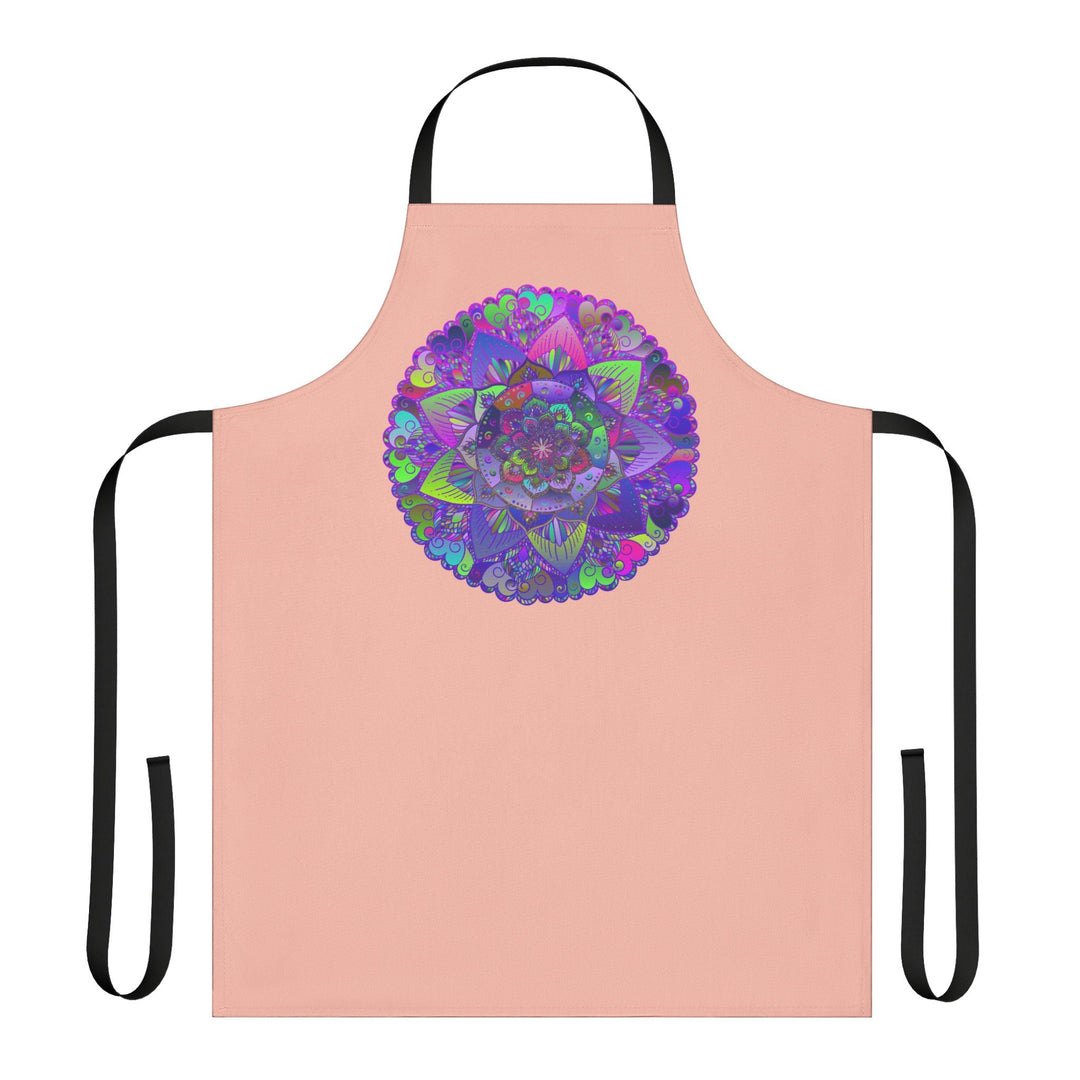 Peach Mandala Apron - Hand Drawn Art All Over Prints - Blululi