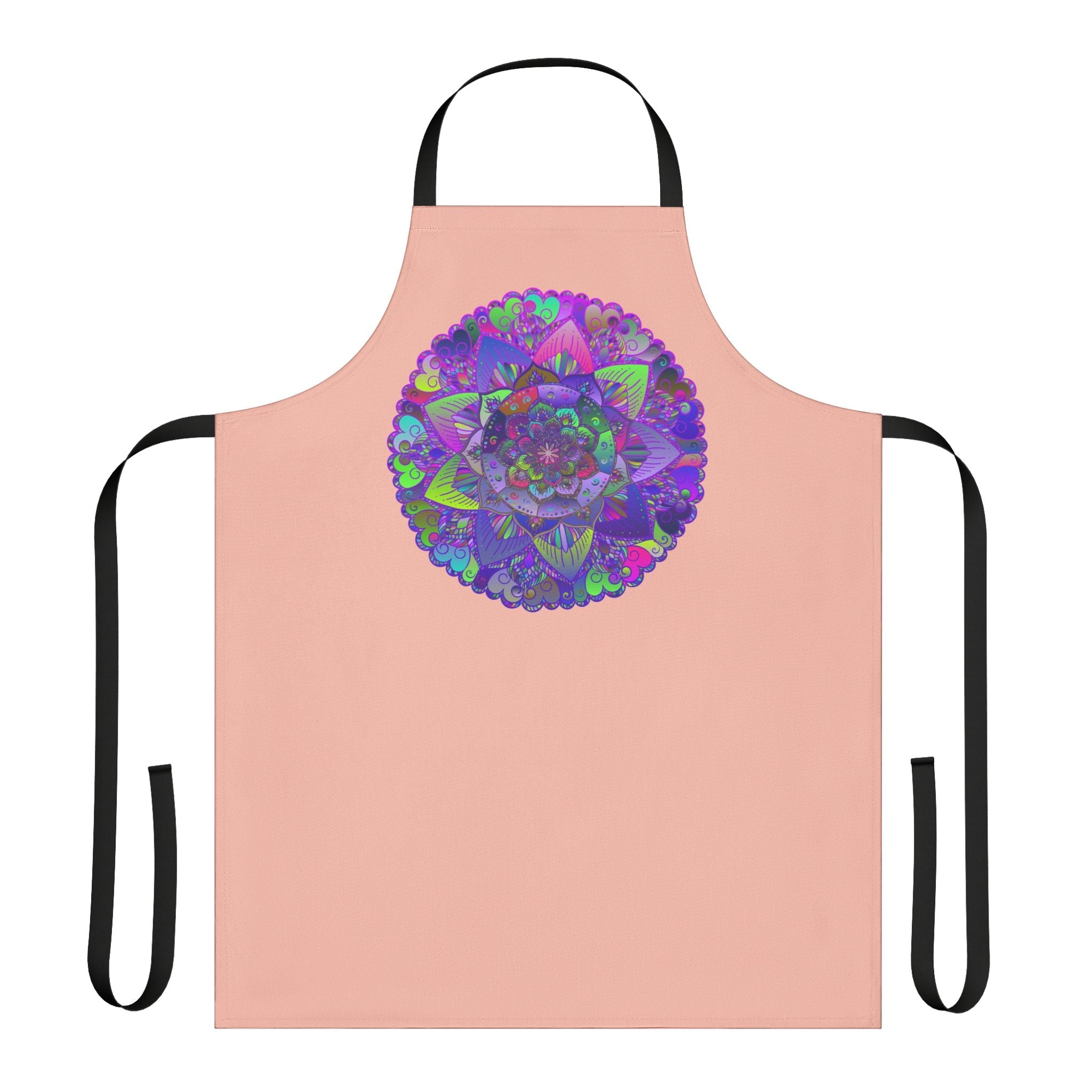 Peach Mandala Apron - Hand Drawn Art All Over Prints - Blululi