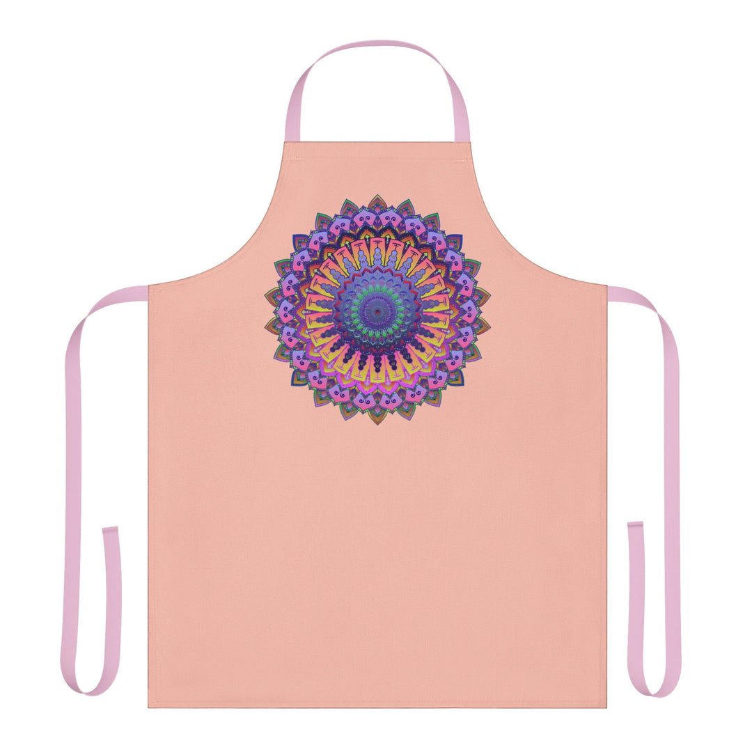 Peach Mandala Apron - Hand - Drawn Art All Over Prints - Blululi