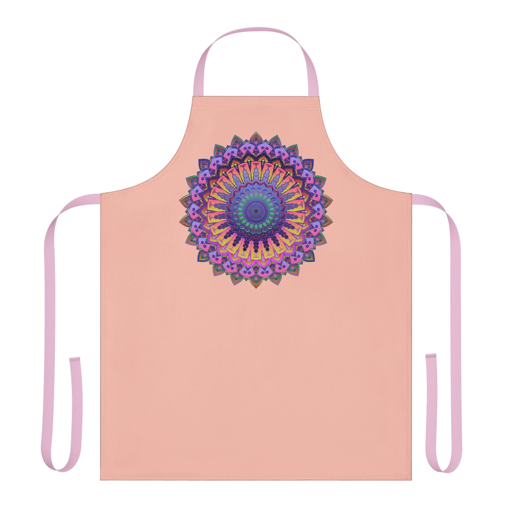 Peach Mandala Apron - Hand - Drawn Art All Over Prints - Blululi