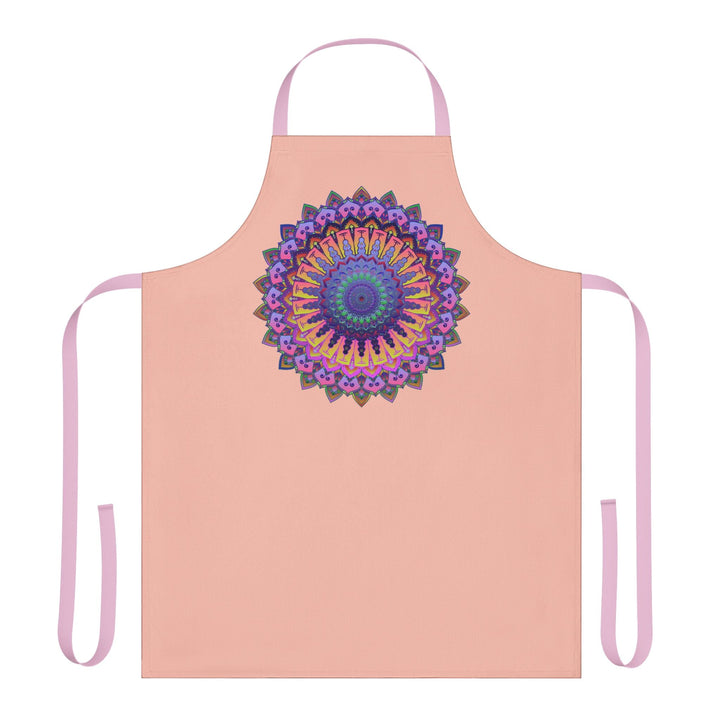 Peach Mandala Apron - Hand - Drawn Art All Over Prints - Blululi