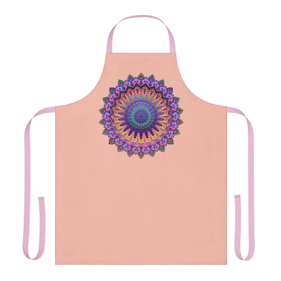 Peach Mandala Apron - Hand - Drawn Art All Over Prints - Blululi