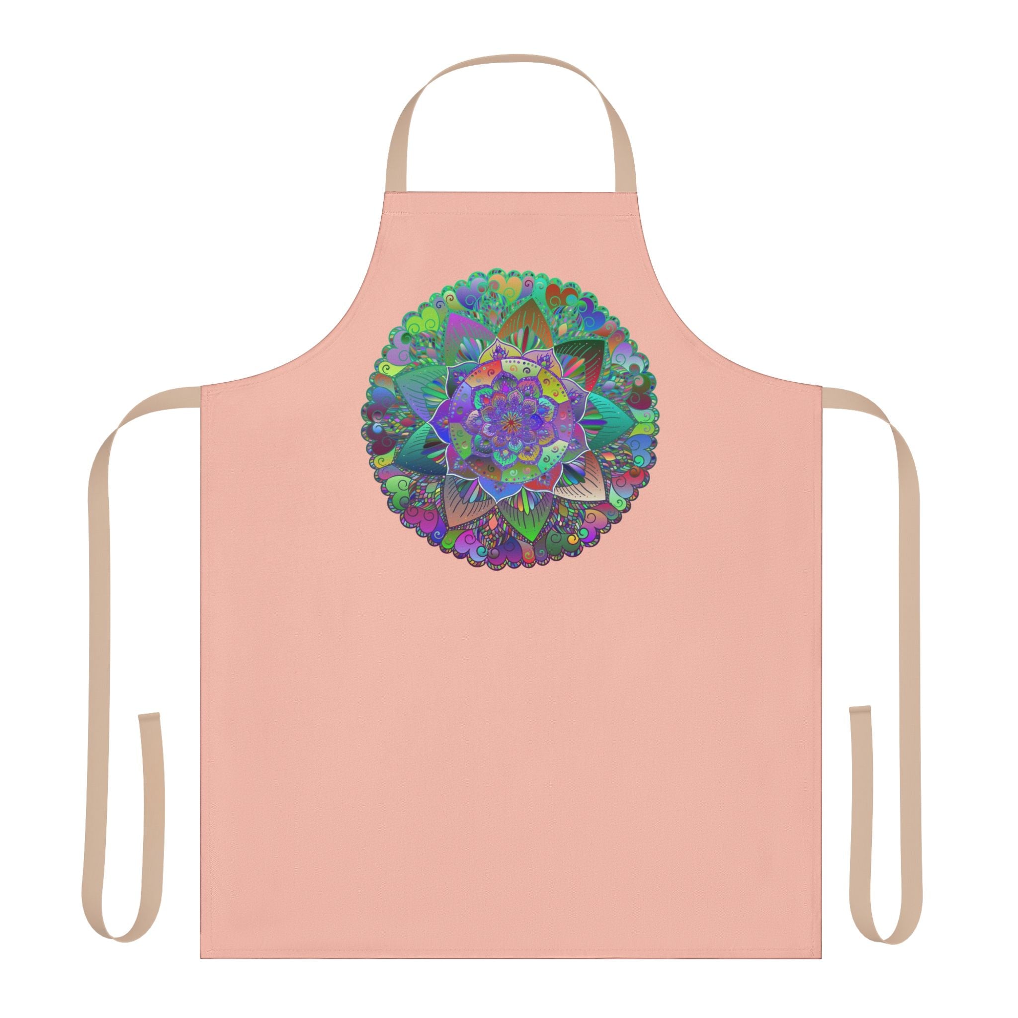 Peach Mandala Apron - Hand Drawn Art All Over Prints - Blululi