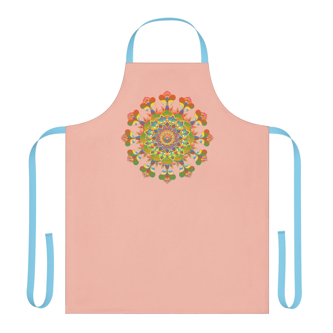 Peach Mandala Apron - Hand - Drawn Art All Over Prints - Blululi