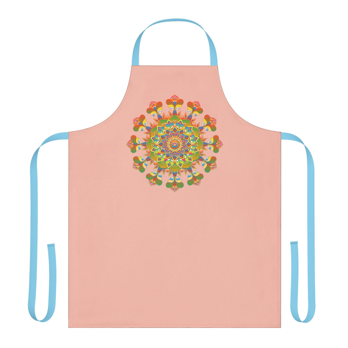 Peach Mandala Apron - Hand - Drawn Art All Over Prints - Blululi