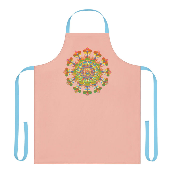 Peach Mandala Apron - Hand - Drawn Art All Over Prints - Blululi