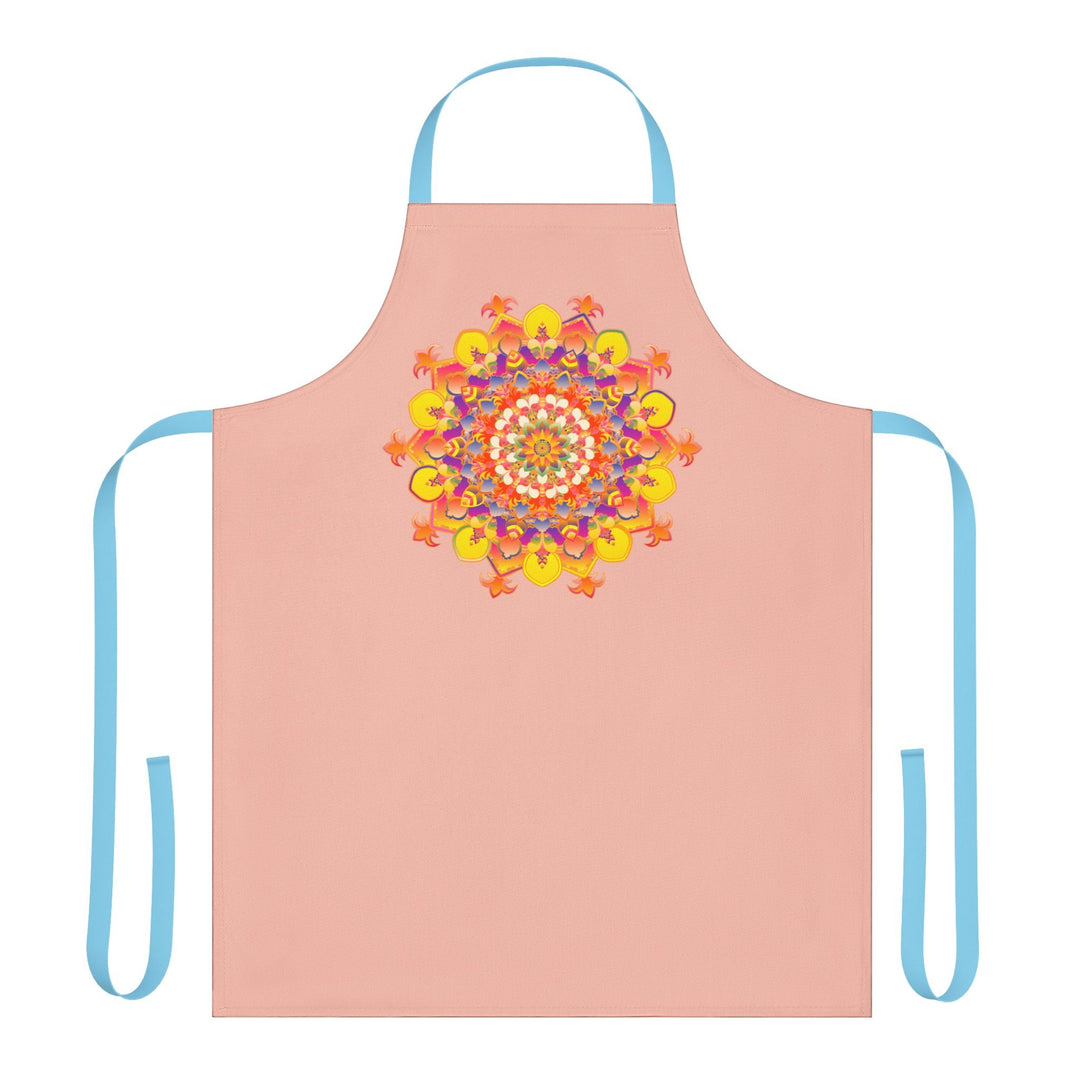 Peach Mandala Apron - Hand Drawn Art All Over Prints - Blululi