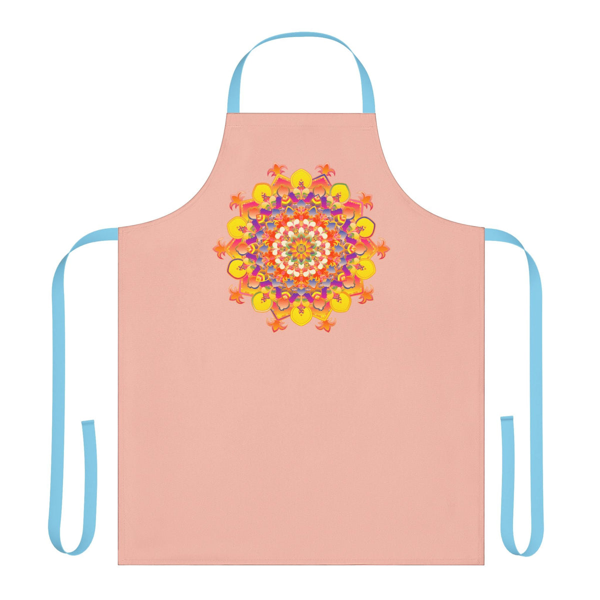 Peach Mandala Apron - Hand Drawn Art All Over Prints - Blululi