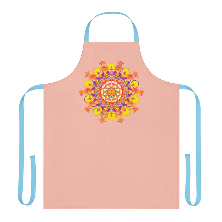 Peach Mandala Apron - Hand Drawn Art All Over Prints - Blululi