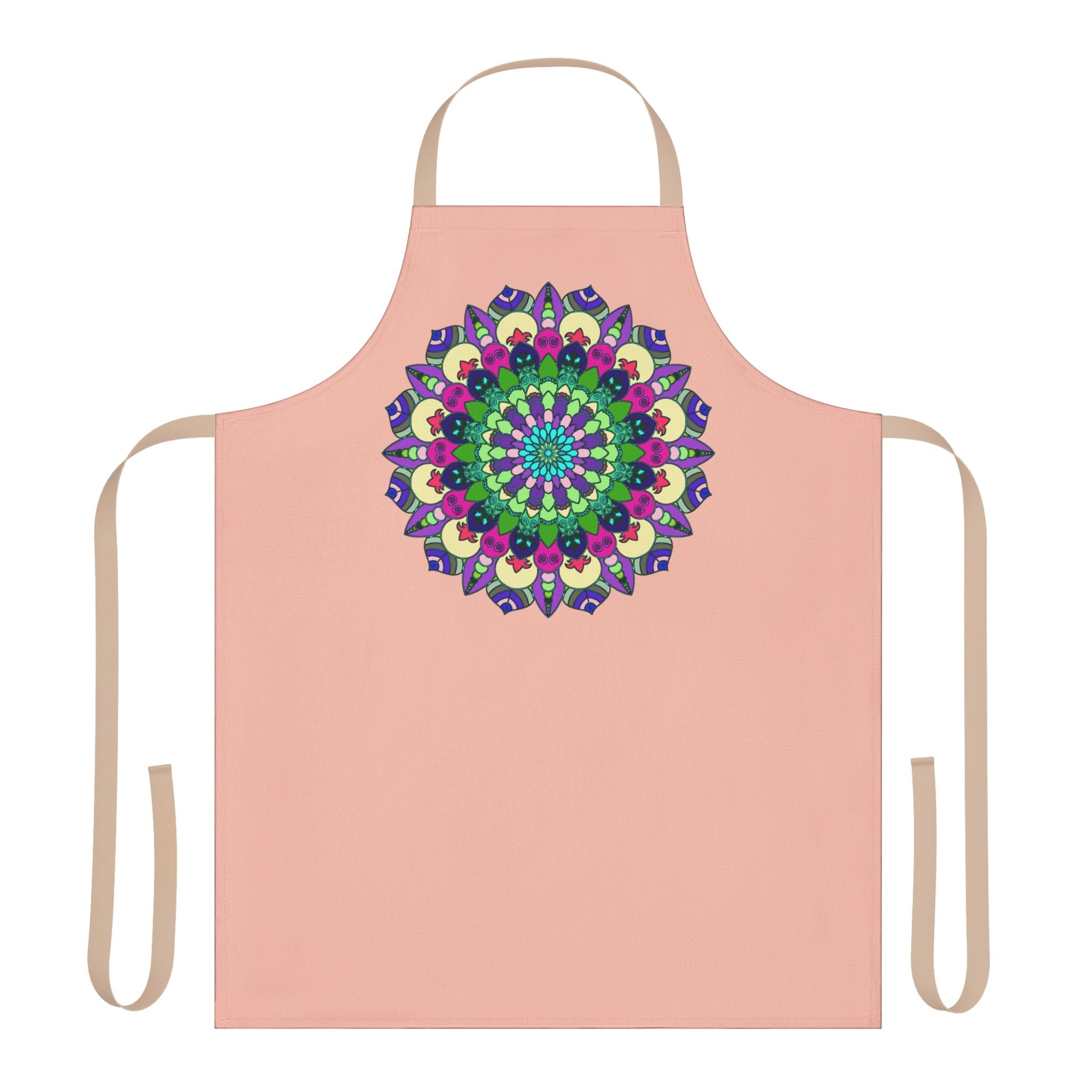 Peach Mandala Apron - Hand Drawn Art All Over Prints - Blululi