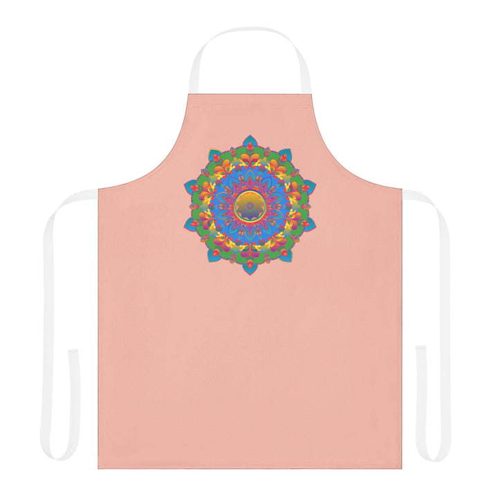 Peach Mandala Apron - Hand Drawn Art All Over Prints - Blululi