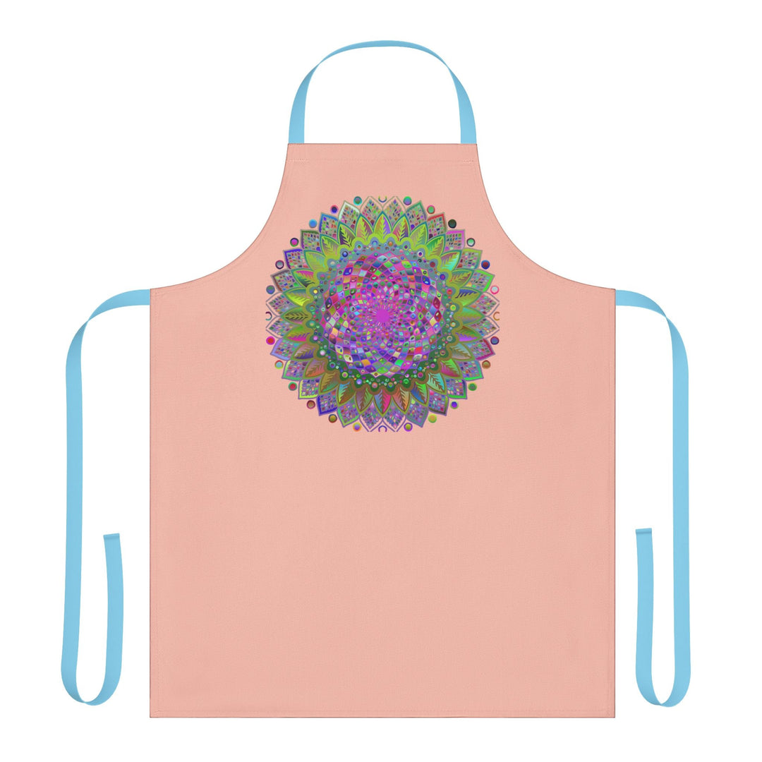 Peach Mandala Apron - Hand Drawn Art All Over Prints - Blululi