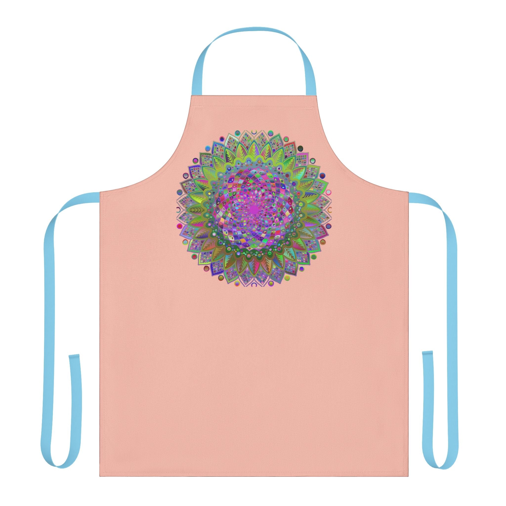 Peach Mandala Apron - Hand Drawn Art All Over Prints - Blululi