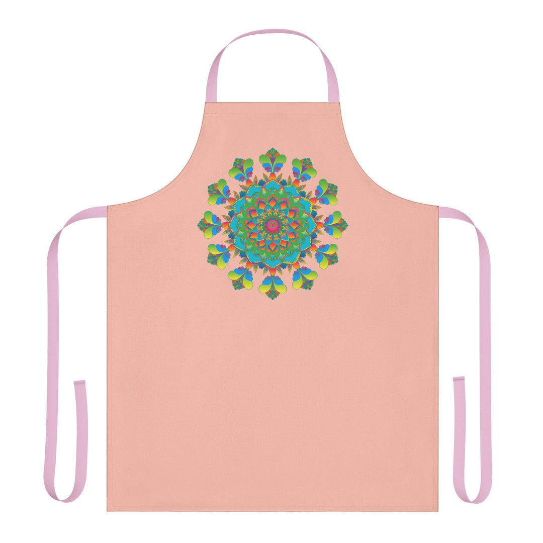 Peach Mandala Apron - Hand Drawn Art All Over Prints - Blululi