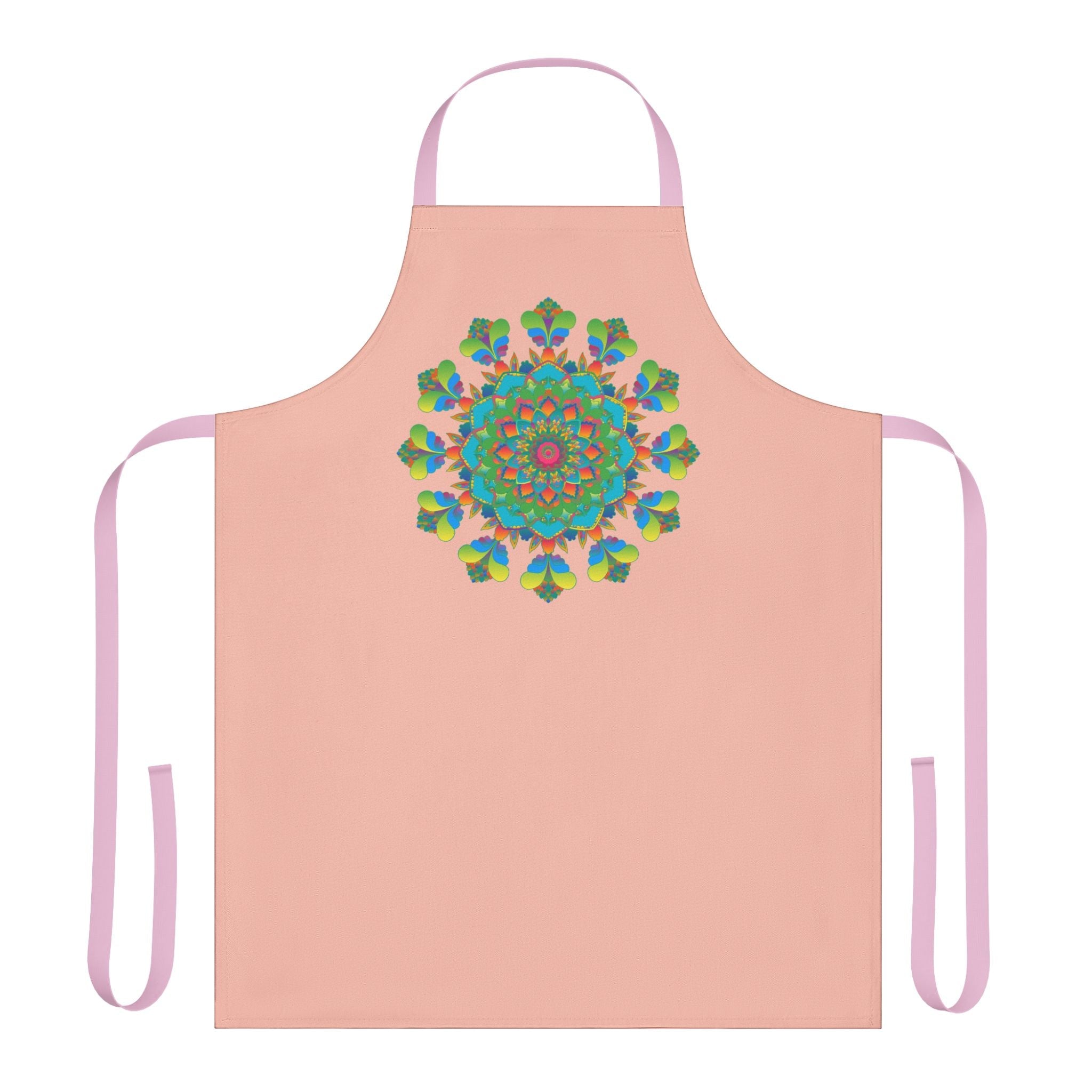 Peach Mandala Apron - Hand Drawn Art All Over Prints - Blululi