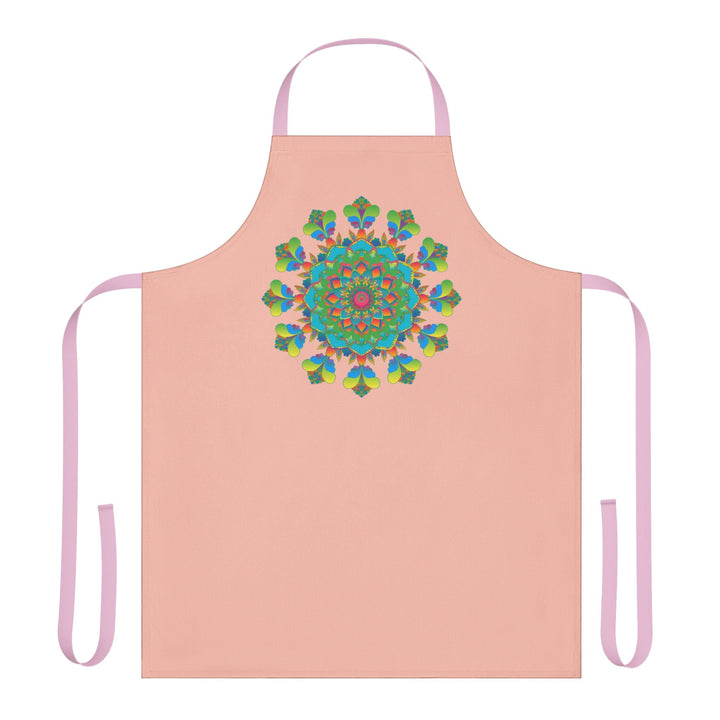 Peach Mandala Apron - Hand Drawn Art All Over Prints - Blululi