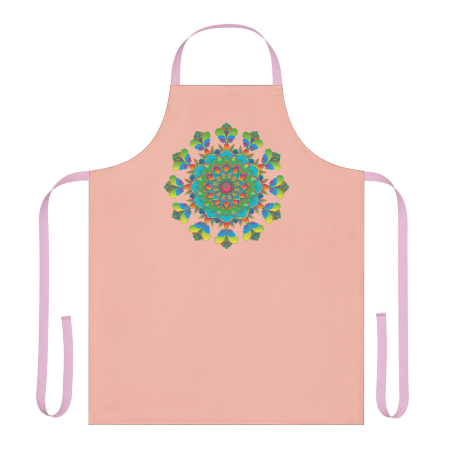 Peach Mandala Apron - Hand Drawn Art All Over Prints - Blululi
