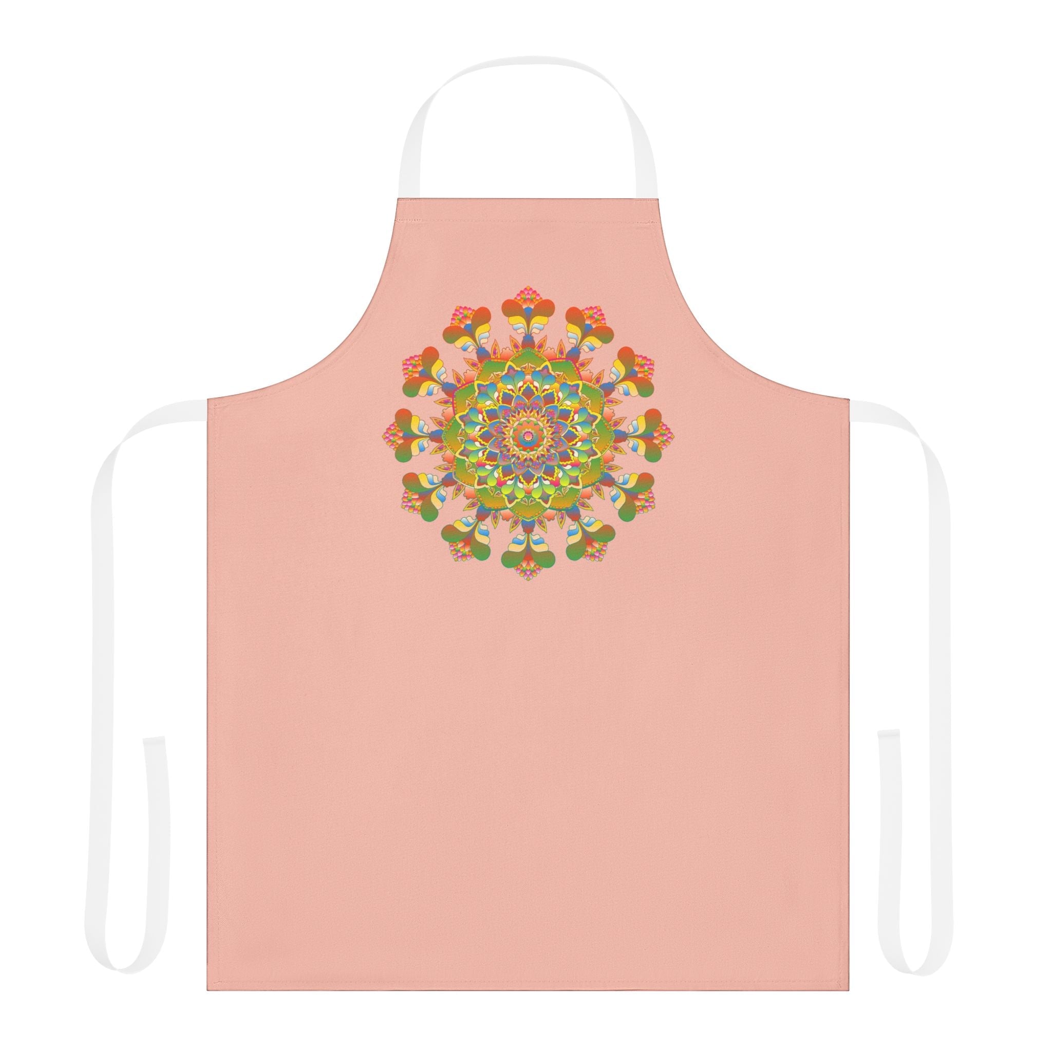 Peach Mandala Apron - Hand - Drawn Art All Over Prints - Blululi