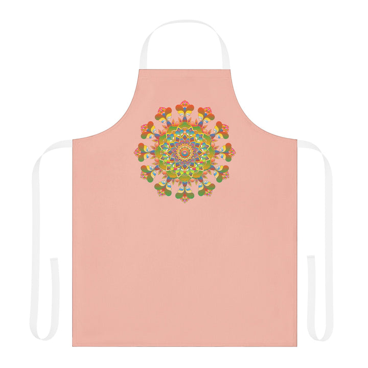 Peach Mandala Apron - Hand - Drawn Art All Over Prints - Blululi