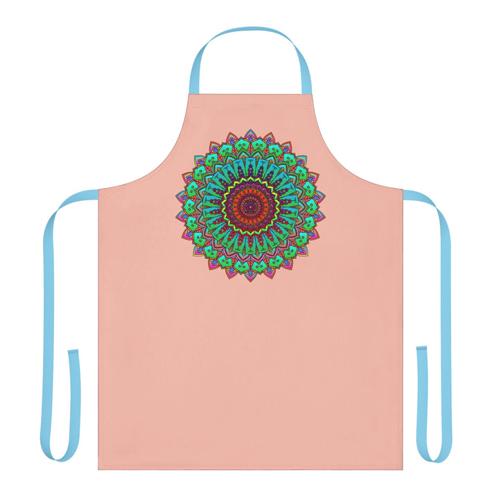 Peach Mandala Apron - Hand Drawn Art All Over Prints - Blululi