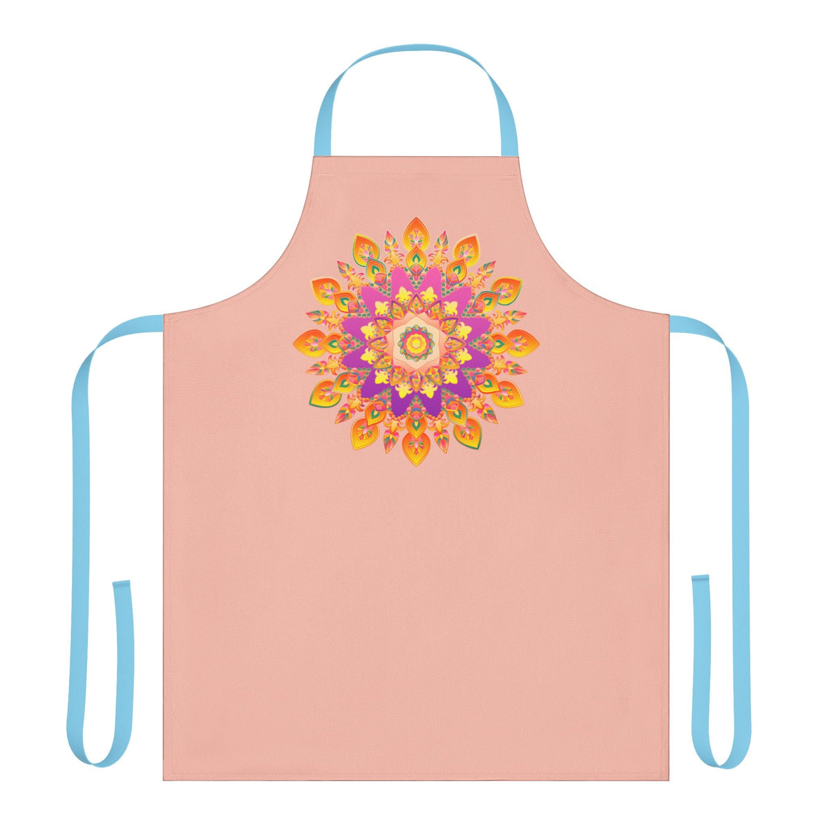Peach Mandala Apron - Hand - Drawn Art All Over Prints - Blululi
