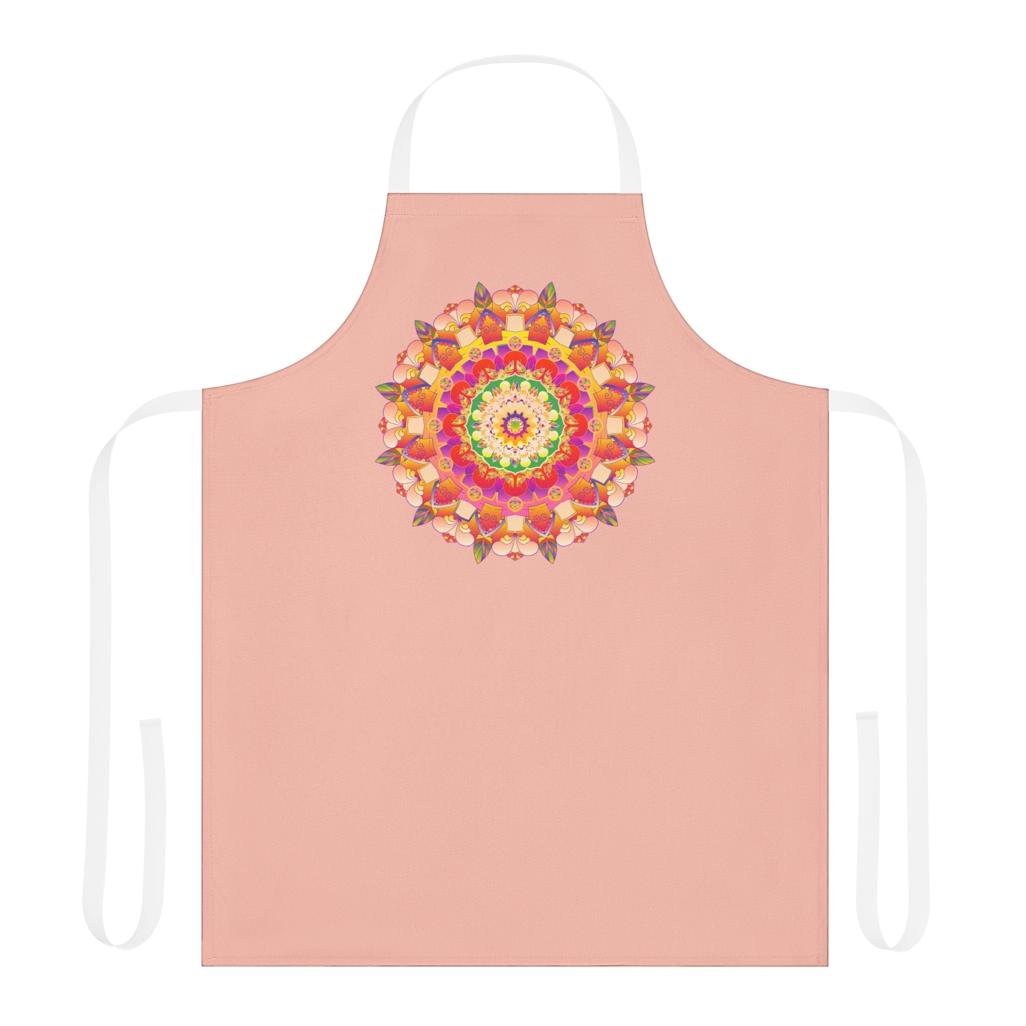 Peach Mandala Apron - Hand Drawn Art All Over Prints - Blululi