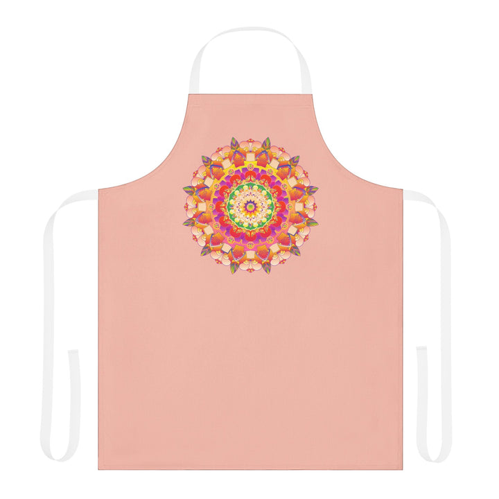 Peach Mandala Apron - Hand Drawn Art All Over Prints - Blululi