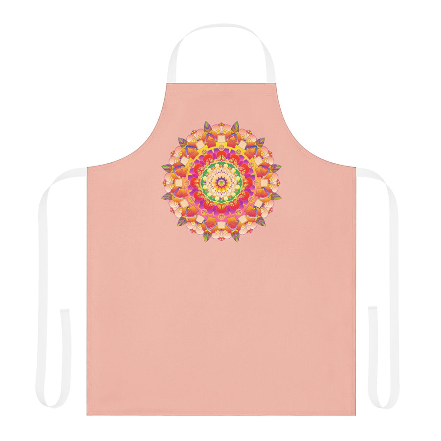 Peach Mandala Apron - Hand Drawn Art All Over Prints - Blululi