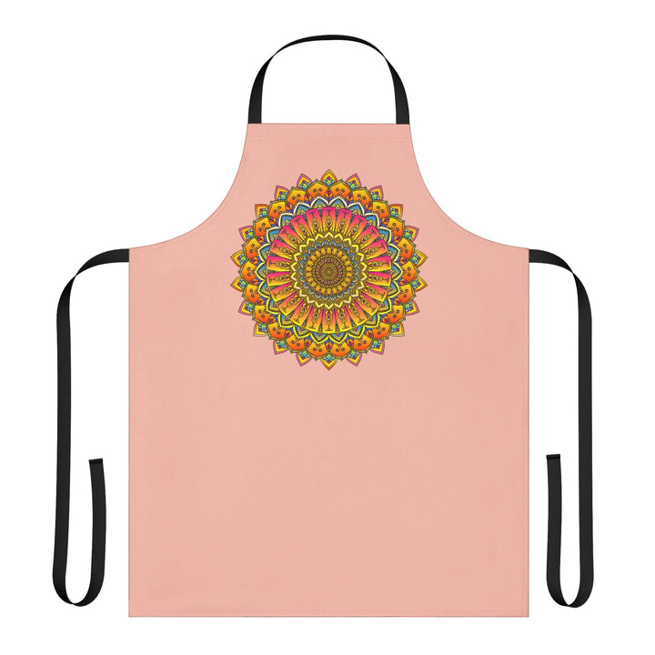 Peach Mandala Apron - Hand Drawn Art All Over Prints - Blululi