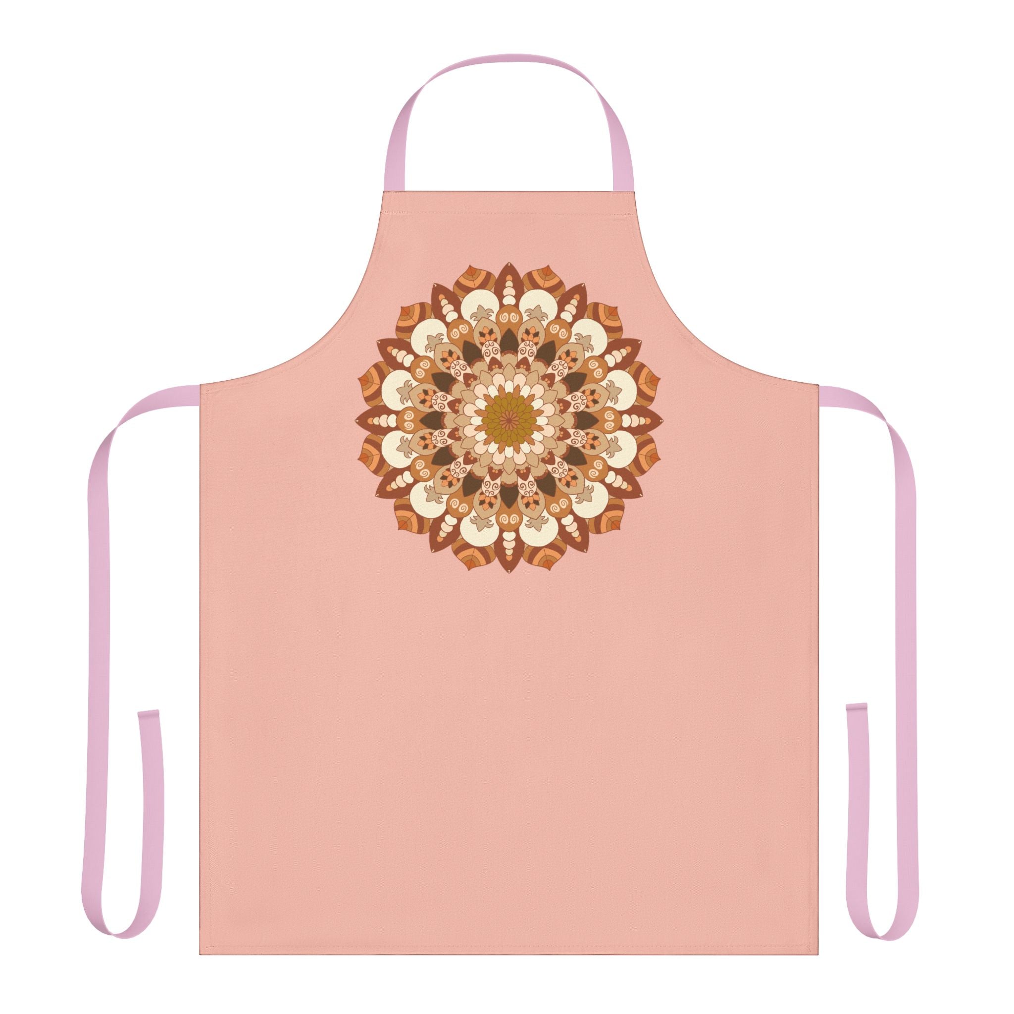 Peach Mandala Apron - Hand Drawn Art All Over Prints - Blululi