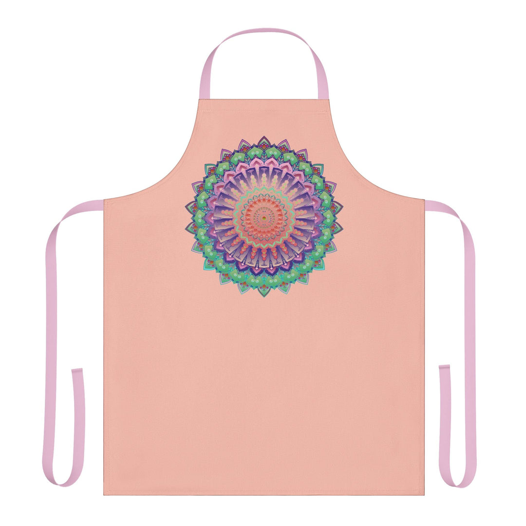 Peach Mandala Apron - Hand Drawn Art All Over Prints - Blululi