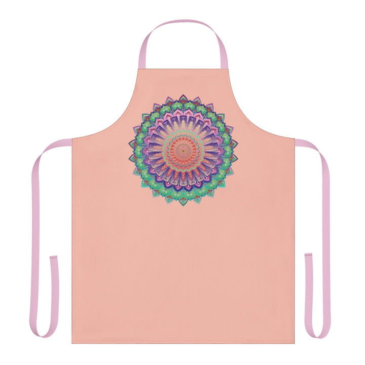 Peach Mandala Apron - Hand Drawn Art All Over Prints - Blululi