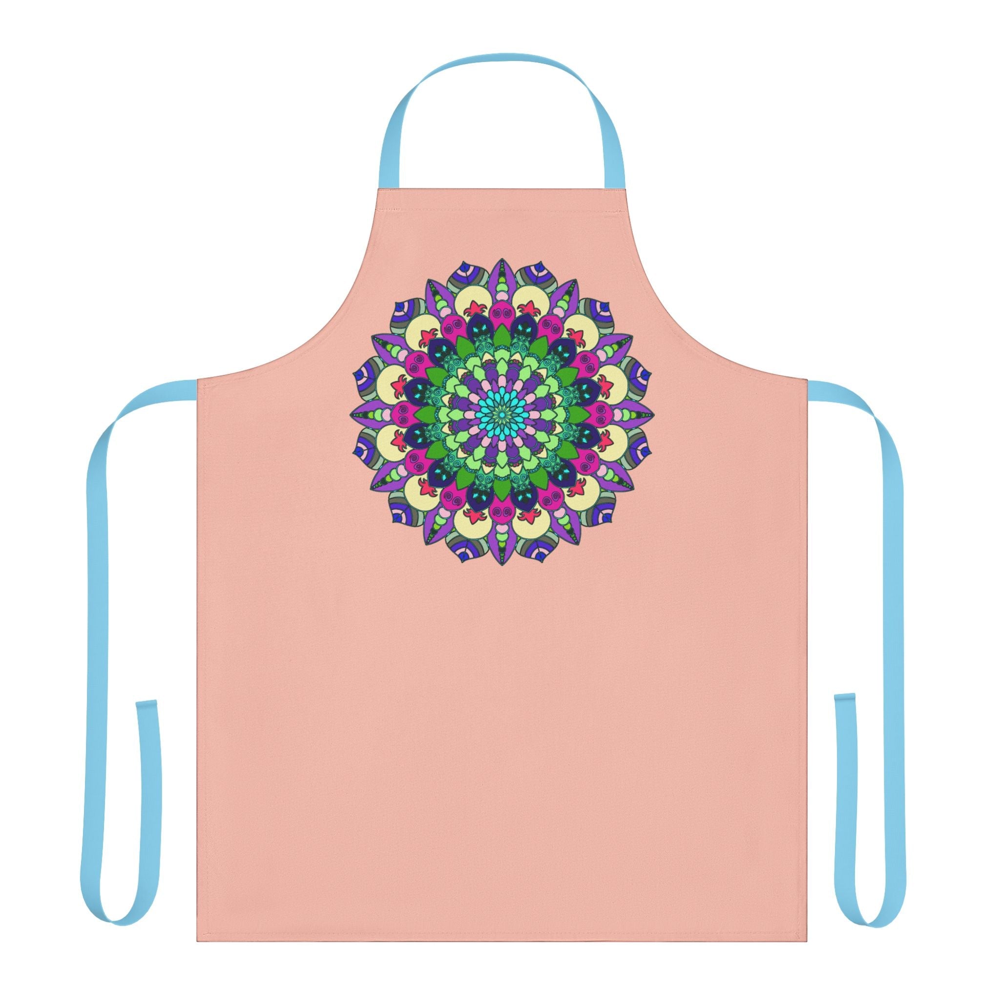 Peach Mandala Apron - Hand Drawn Art All Over Prints - Blululi