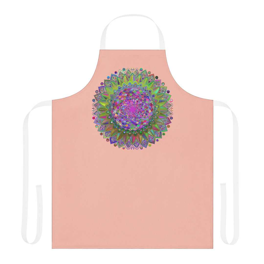 Peach Mandala Apron - Hand Drawn Art All Over Prints - Blululi