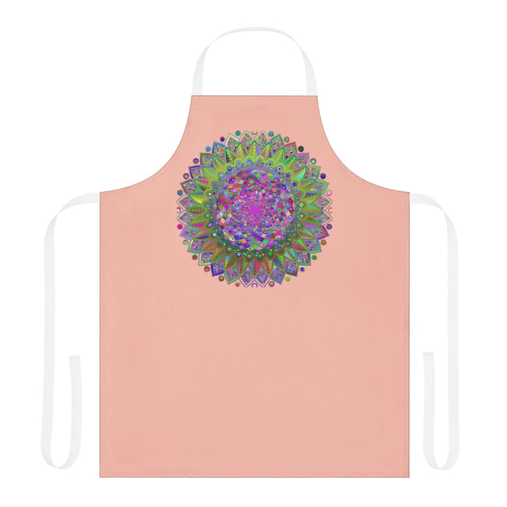 Peach Mandala Apron - Hand Drawn Art All Over Prints - Blululi