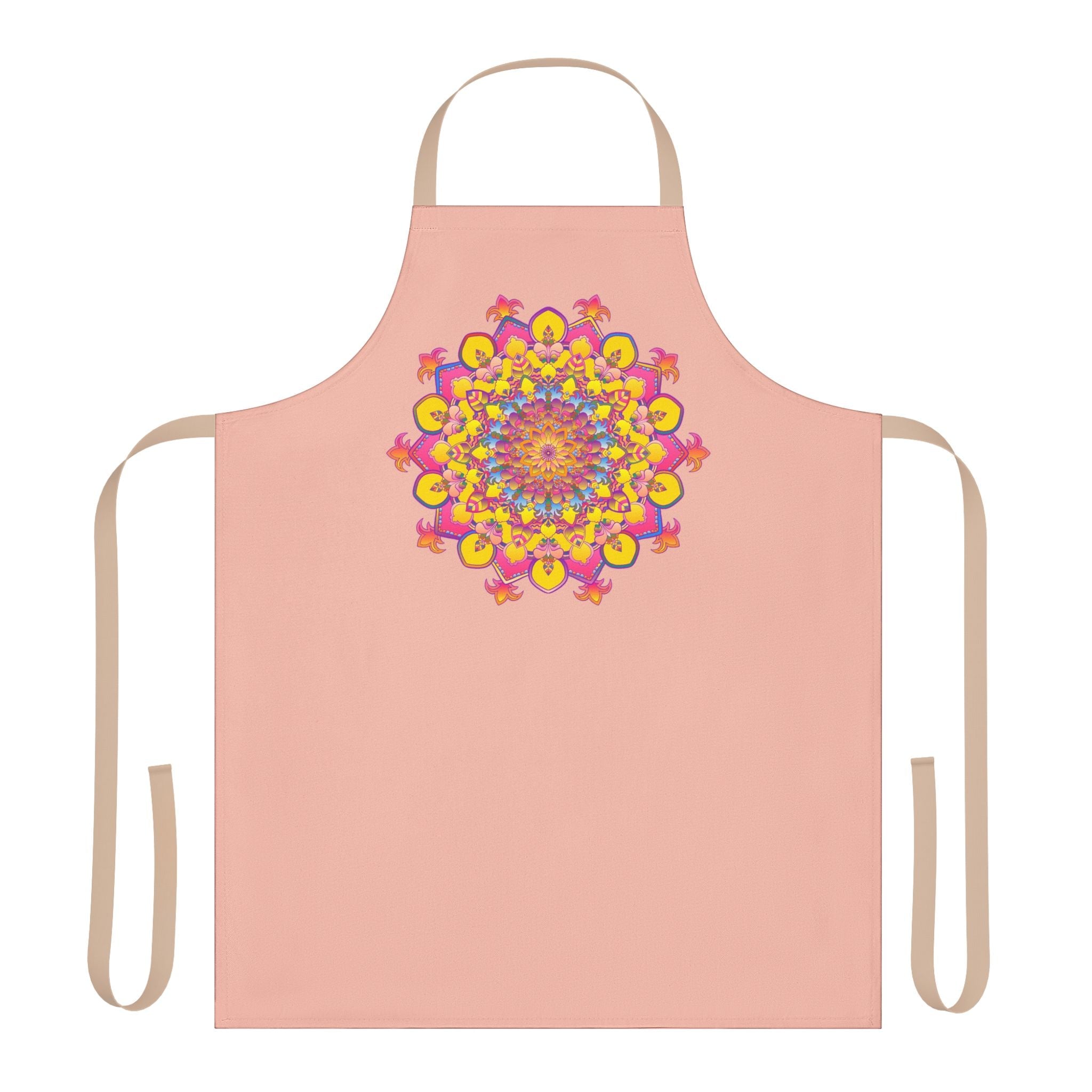 Peach Mandala Apron - Hand Drawn Art All Over Prints - Blululi