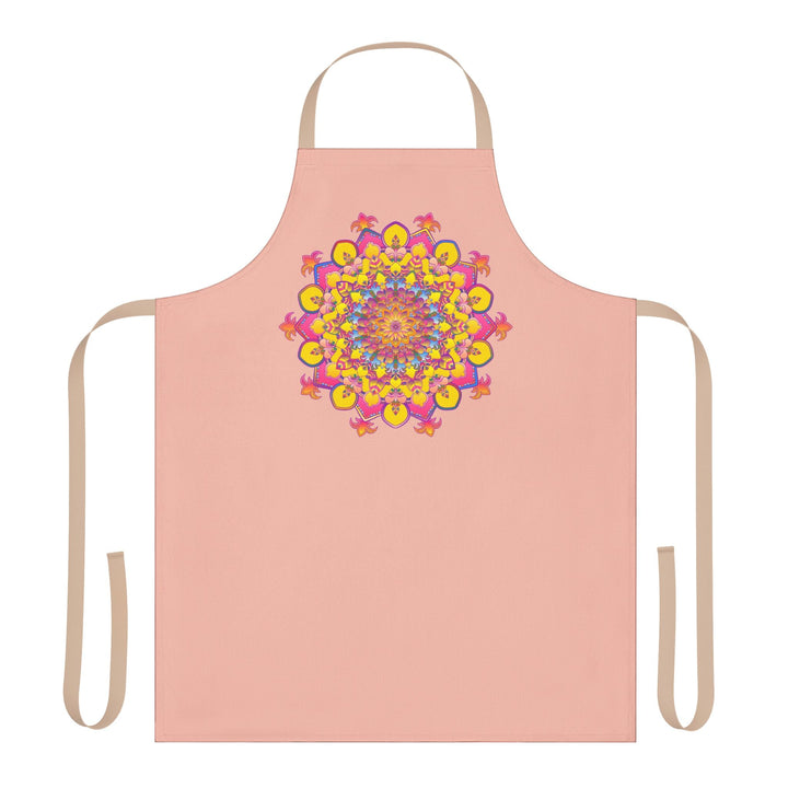 Peach Mandala Apron - Hand Drawn Art All Over Prints - Blululi