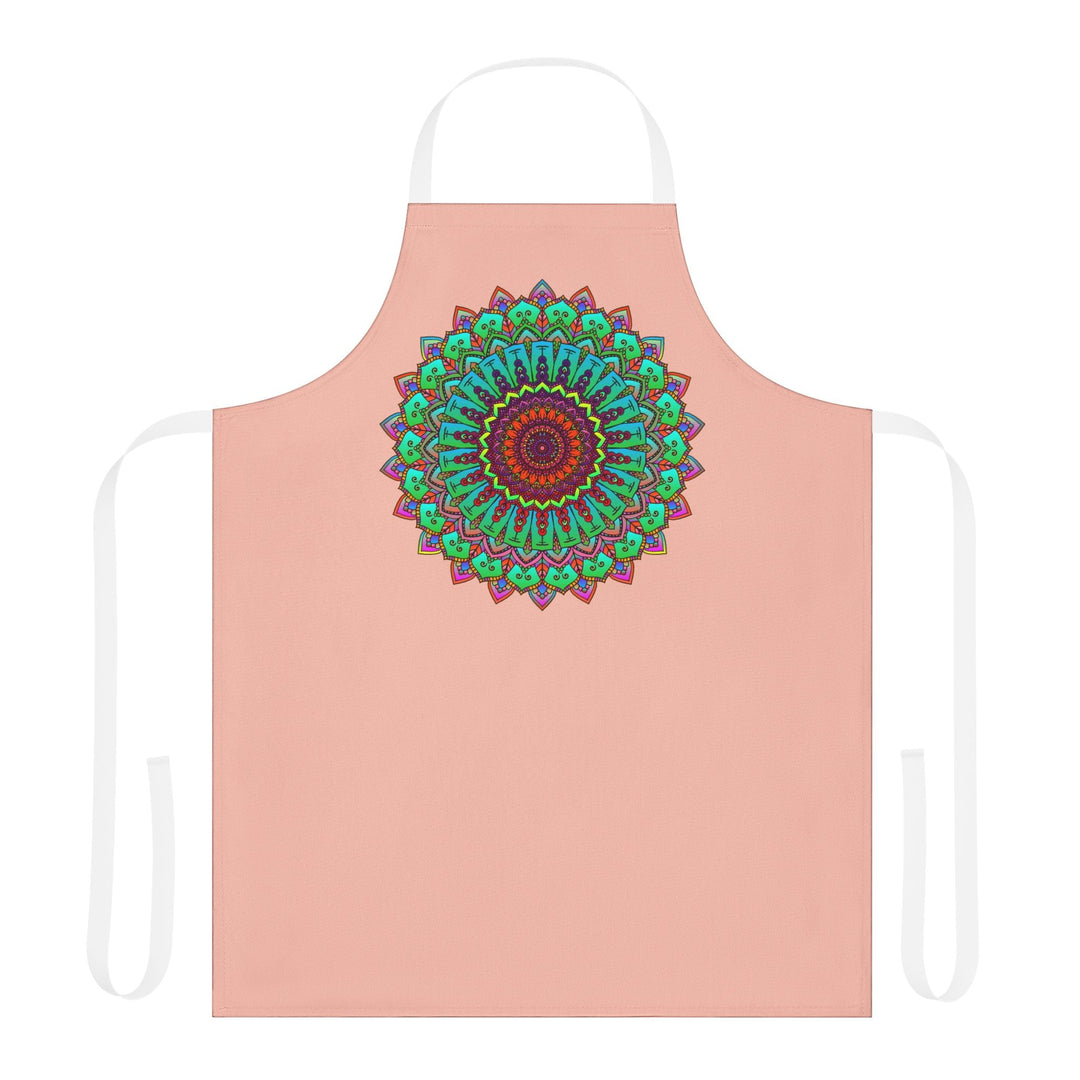 Peach Mandala Apron - Hand Drawn Art All Over Prints - Blululi