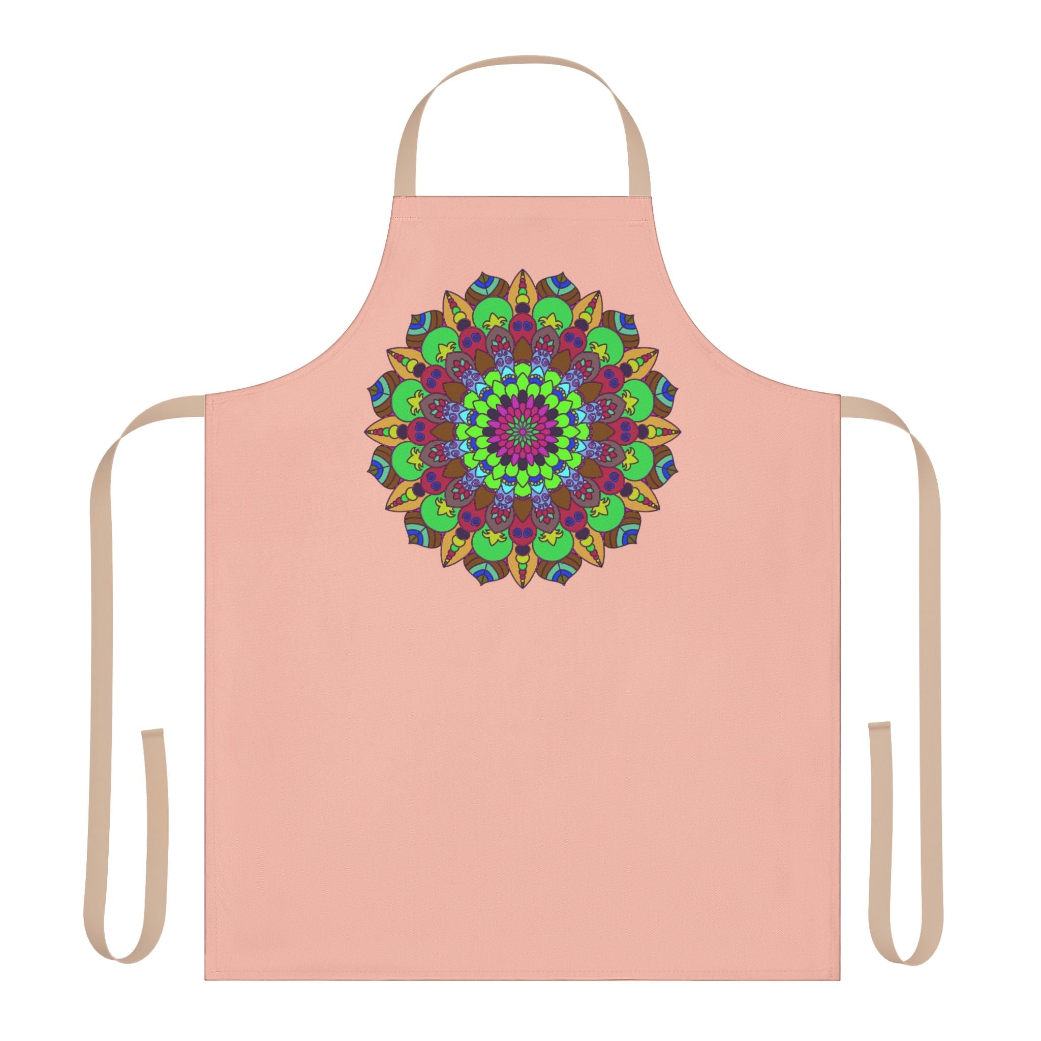 Peach Mandala Apron - Hand Drawn Art All Over Prints - Blululi