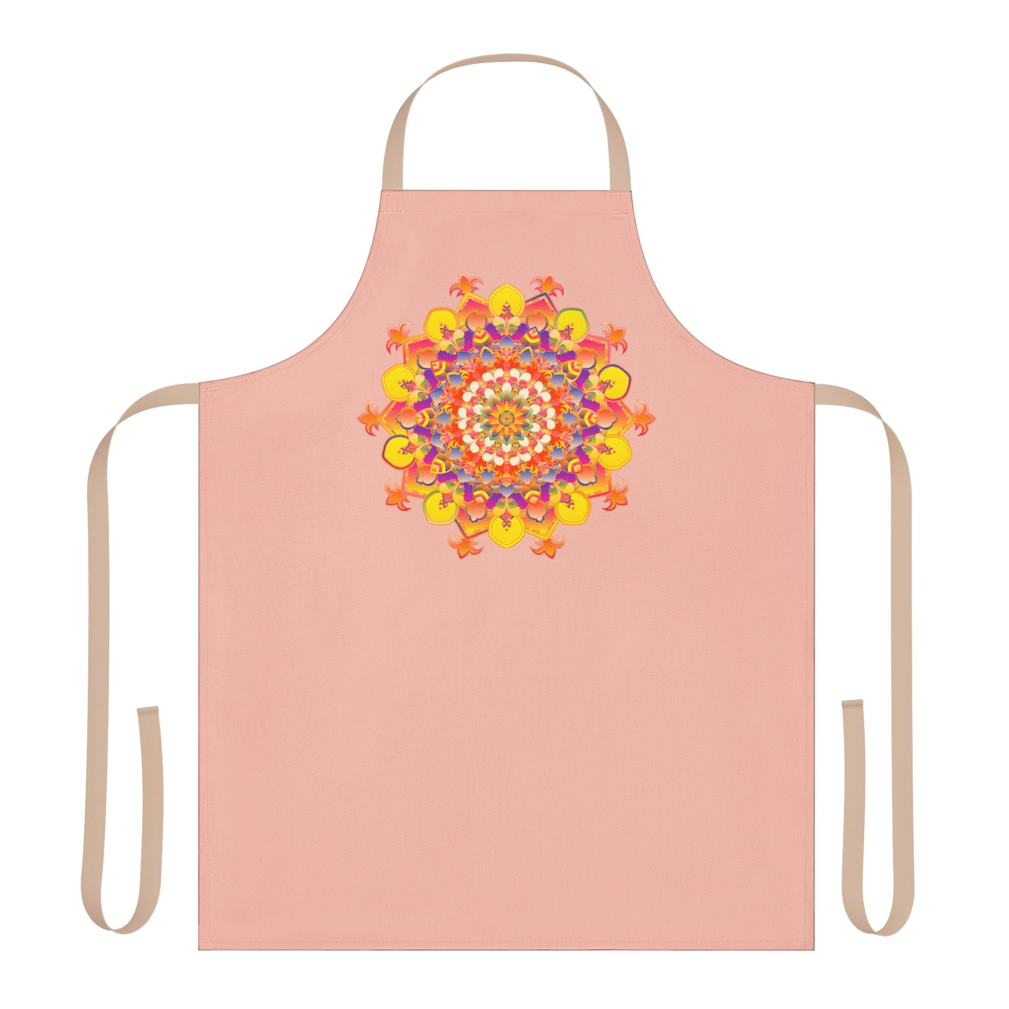 Peach Mandala Apron - Hand Drawn Art All Over Prints - Blululi