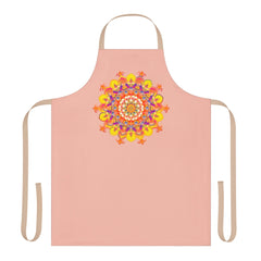 Peach Mandala Apron - Hand Drawn Art All Over Prints - Blululi