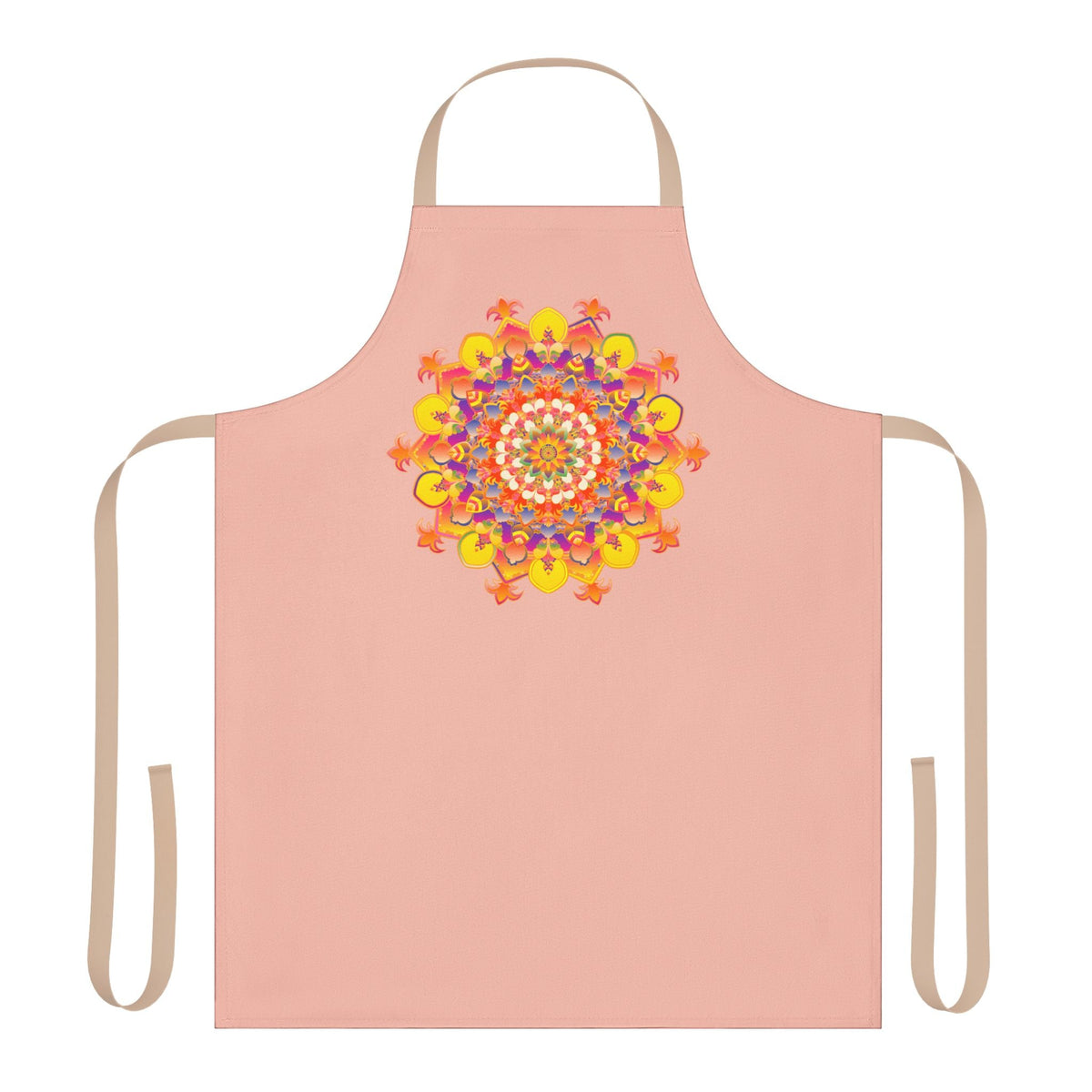 Peach Mandala Apron - Hand Drawn Art All Over Prints - Blululi