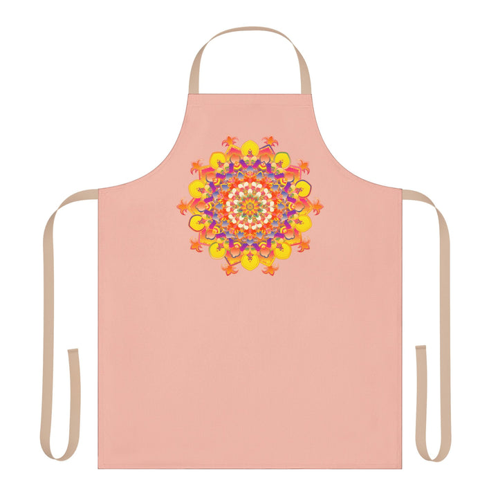 Peach Mandala Apron - Hand Drawn Art All Over Prints - Blululi